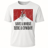 Save A Horse Ride A Cowboy Skeleton Western Country Cooling Performance Crew T-Shirt