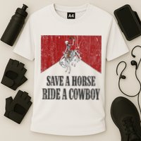 Save A Horse Ride A Cowboy Skeleton Western Country Cooling Performance Crew T-Shirt