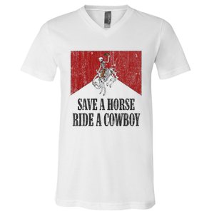 Save A Horse Ride A Cowboy Skeleton Western Country V-Neck T-Shirt