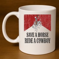 Save A Horse Ride A Cowboy Skeleton Western Country 11oz C Handle Ceramic Mug