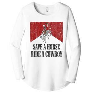 Save A Horse Ride A Cowboy Skeleton Western Country Women's Perfect Tri Tunic Long Sleeve Shirt