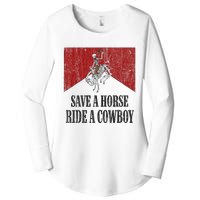 Save A Horse Ride A Cowboy Skeleton Western Country Women's Perfect Tri Tunic Long Sleeve Shirt