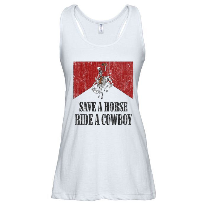 Save A Horse Ride A Cowboy Skeleton Western Country Ladies Essential Flowy Tank