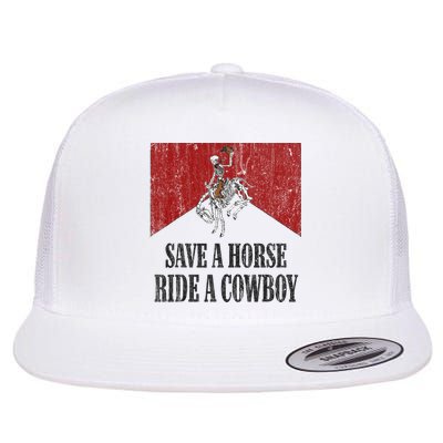 Save A Horse Ride A Cowboy Skeleton Western Country Flatbill Hat