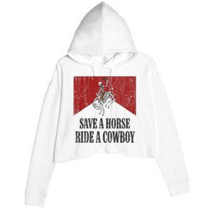 Save A Horse Ride A Cowboy Skeleton Western Country Crop Fleece Hoodie