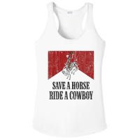 Save A Horse Ride A Cowboy Skeleton Western Country Ladies PosiCharge Competitor Racerback Tank