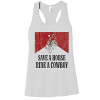 Save A Horse Ride A Cowboy Skeleton Western Country Women's Racerback Tank