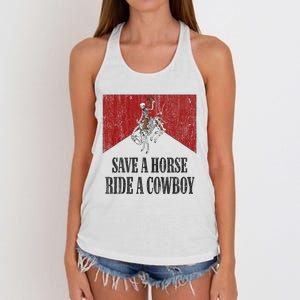 Save A Horse Ride A Cowboy Skeleton Western Country Women's Knotted Racerback Tank