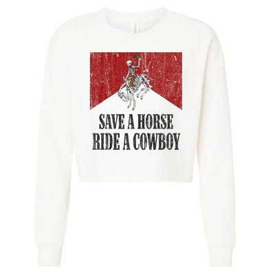Save A Horse Ride A Cowboy Skeleton Western Country Cropped Pullover Crew