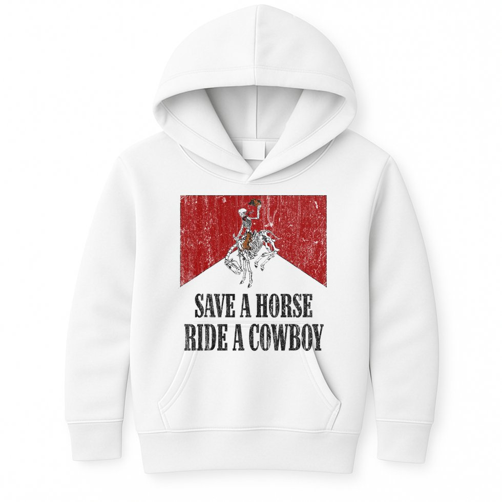 Save A Horse Ride A Cowboy Skeleton Western Country Kids Hoodie