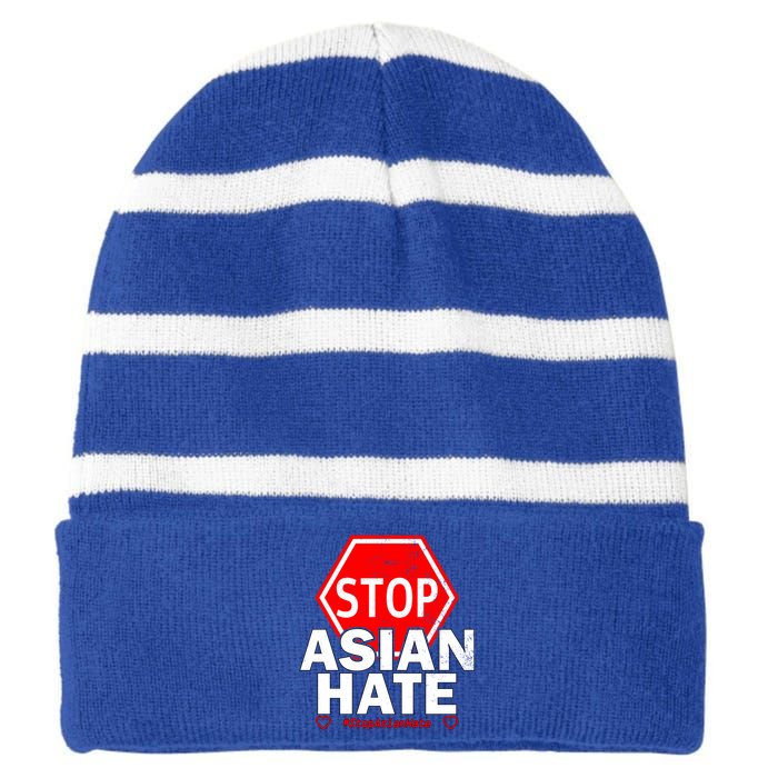 Stop Asian Hate Social Justice Gift Striped Beanie with Solid Band