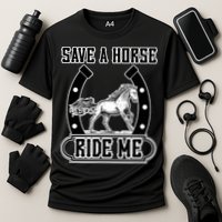 Save A Horse Ride Me Funny Cowboy Cooling Performance Crew T-Shirt