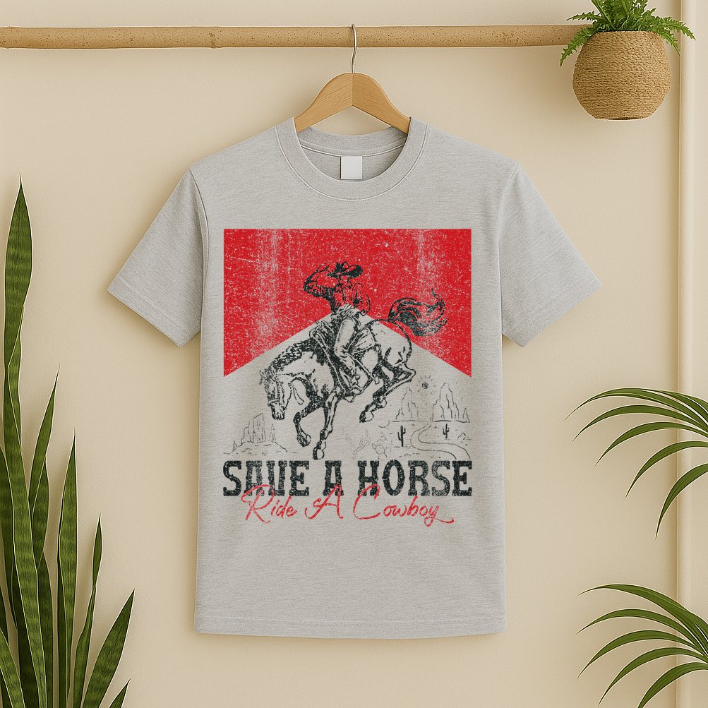 Save A Horse Ride A Cowboy Vintage Country Western T-Shirt