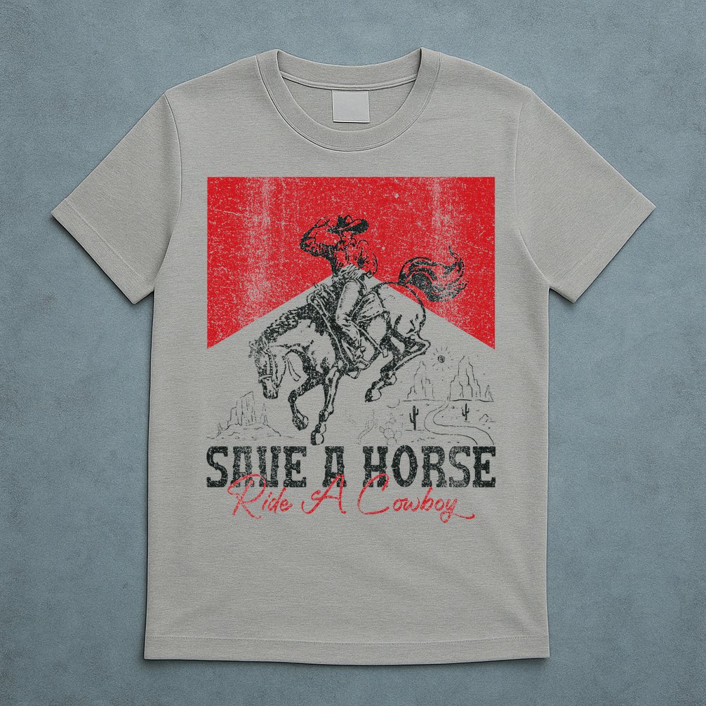 Save A Horse Ride A Cowboy Vintage Country Western T-Shirt