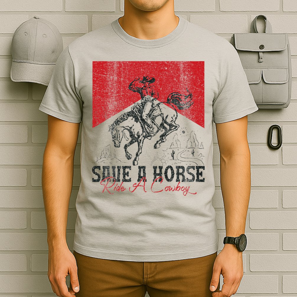 Save A Horse Ride A Cowboy Vintage Country Western T-Shirt
