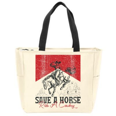 Save A Horse Ride A Cowboy Vintage Country Western Zip Tote Bag