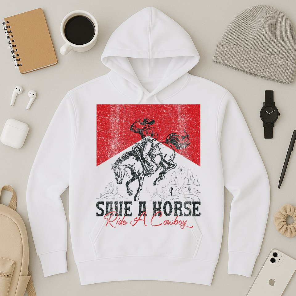 Save A Horse Ride A Cowboy Vintage Country Western Hoodie