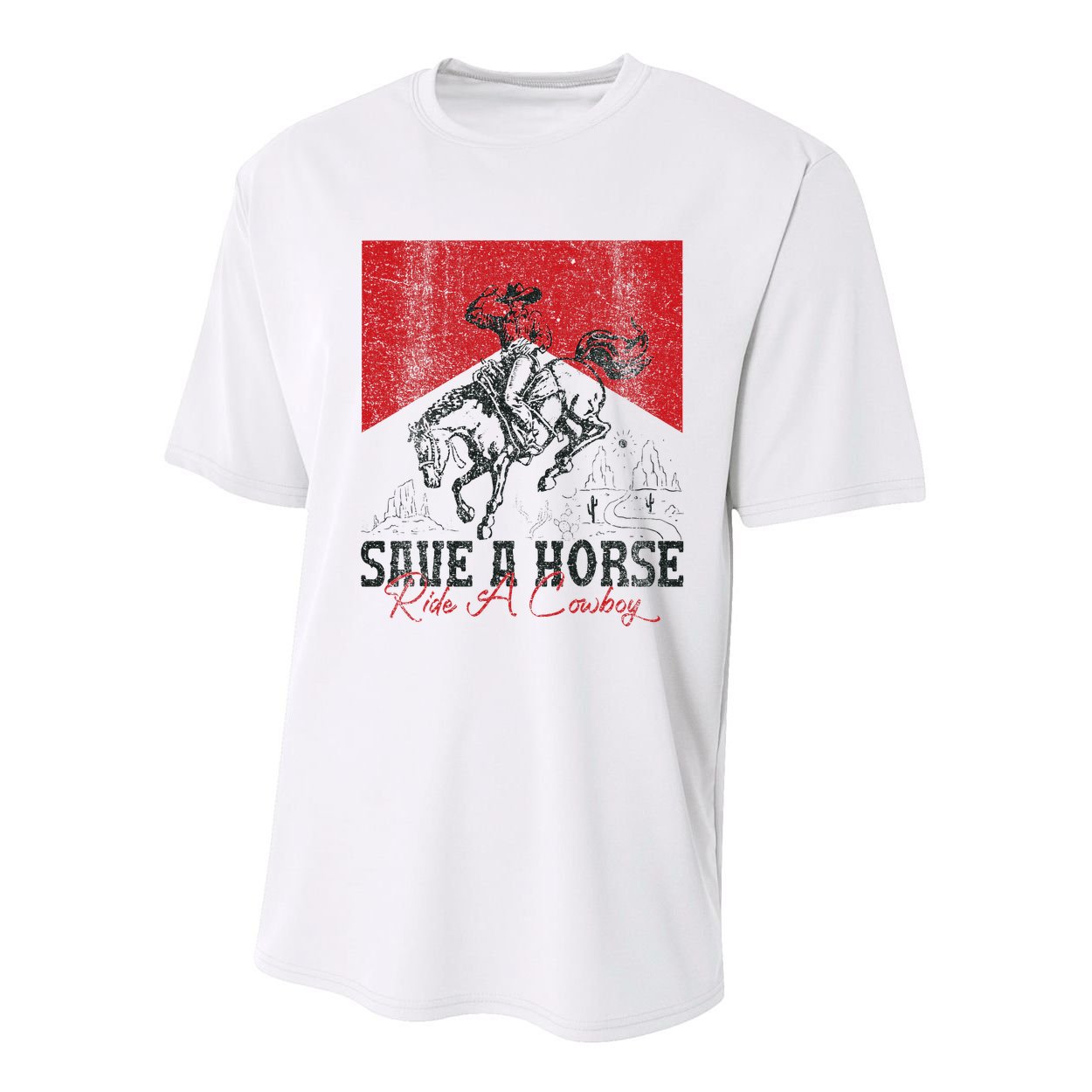 Save A Horse Ride A Cowboy Vintage Country Western Youth Performance Sprint T-Shirt