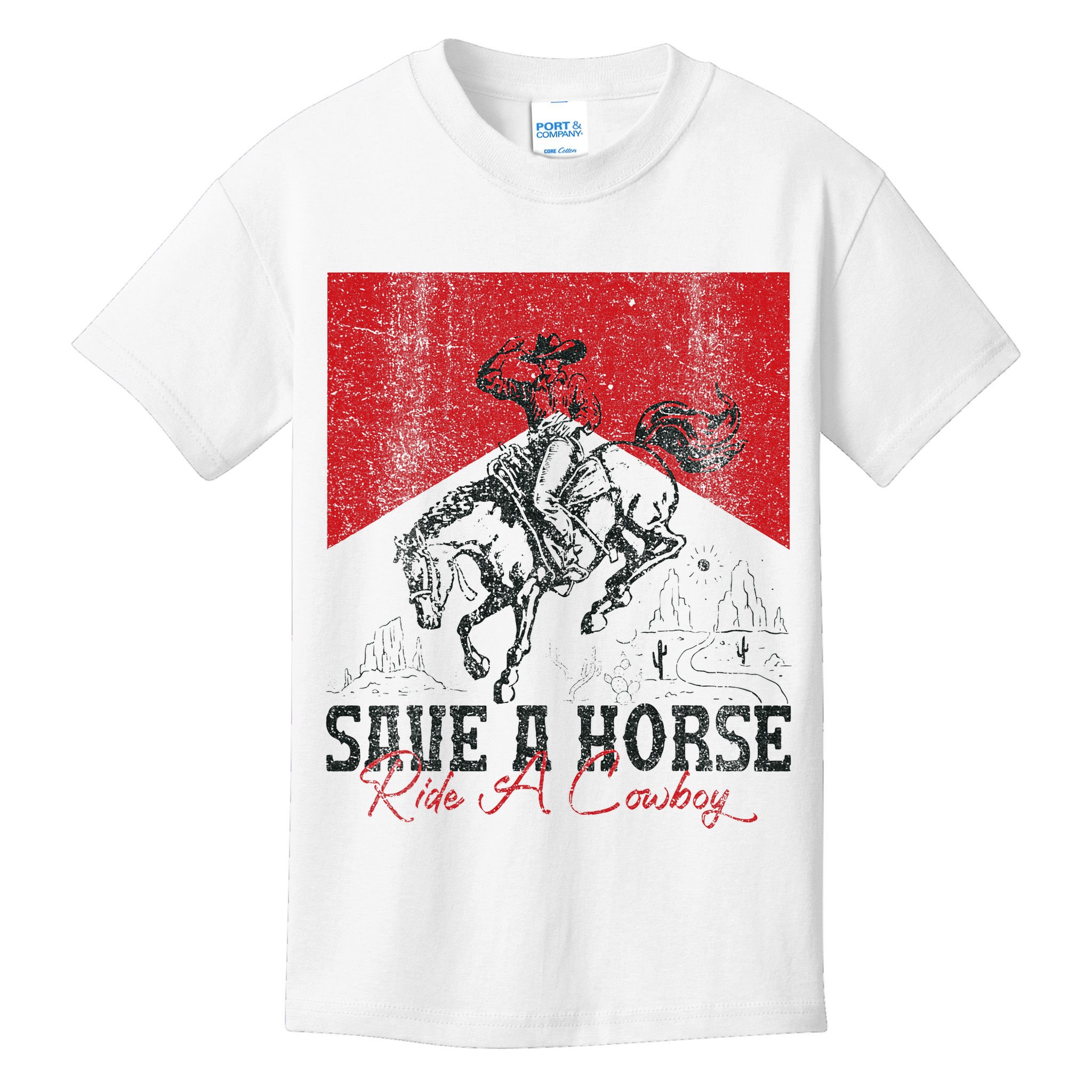 Save A Horse Ride A Cowboy Vintage Country Western Kids T-Shirt