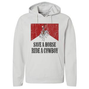 Save A Horse Ride A Cowboy Skeleton Western Country Performance Fleece Hoodie