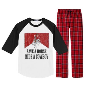 Save A Horse Ride A Cowboy Skeleton Western Country Raglan Sleeve Pajama Set