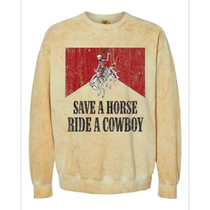 Save A Horse Ride A Cowboy Skeleton Western Country Colorblast Crewneck Sweatshirt