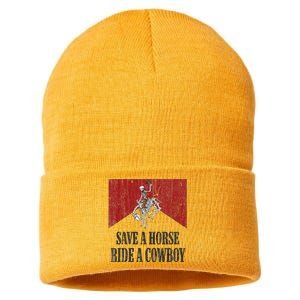 Save A Horse Ride A Cowboy Skeleton Western Country Sustainable Knit Beanie