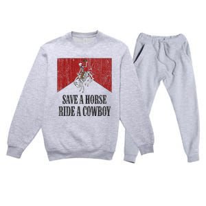 Save A Horse Ride A Cowboy Skeleton Western Country Premium Crewneck Sweatsuit Set