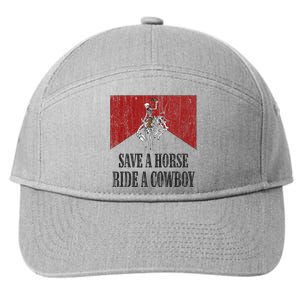 Save A Horse Ride A Cowboy Skeleton Western Country 7-Panel Snapback Hat