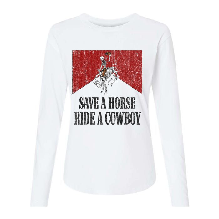 Save A Horse Ride A Cowboy Skeleton Western Country Womens Cotton Relaxed Long Sleeve T-Shirt