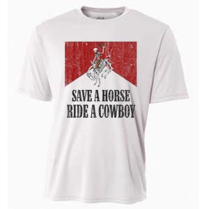 Save A Horse Ride A Cowboy Skeleton Western Country Cooling Performance Crew T-Shirt