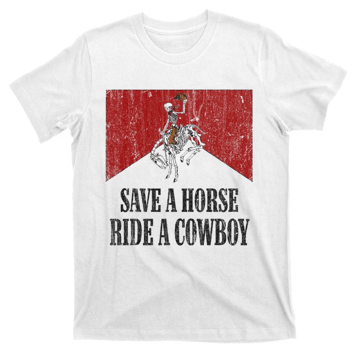 Save A Horse Ride A Cowboy Skeleton Western Country T-Shirt