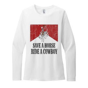 Save A Horse Ride A Cowboy Skeleton Western Country Womens CVC Long Sleeve Shirt