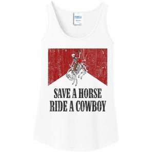 Save A Horse Ride A Cowboy Skeleton Western Country Ladies Essential Tank