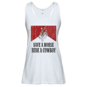 Save A Horse Ride A Cowboy Skeleton Western Country Ladies Essential Flowy Tank