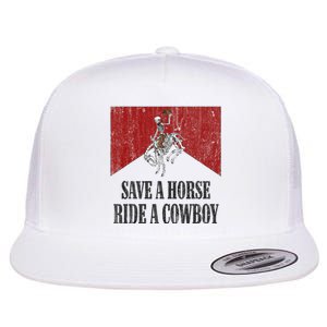 Save A Horse Ride A Cowboy Skeleton Western Country Flat Bill Trucker Hat