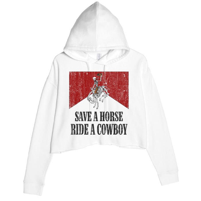 Save A Horse Ride A Cowboy Skeleton Western Country Crop Fleece Hoodie