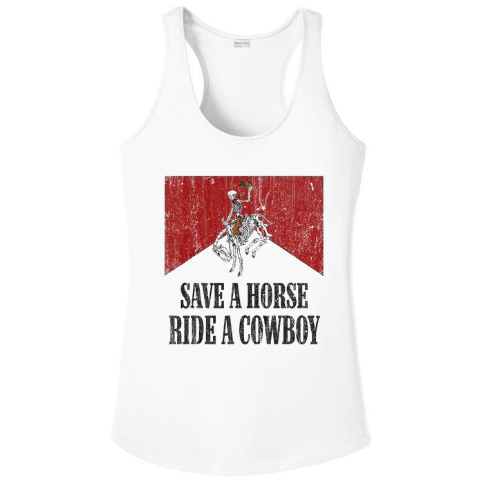 Save A Horse Ride A Cowboy Skeleton Western Country Ladies PosiCharge Competitor Racerback Tank