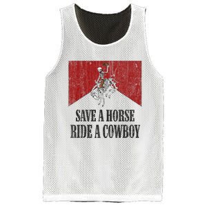 Save A Horse Ride A Cowboy Skeleton Western Country Mesh Reversible Basketball Jersey Tank