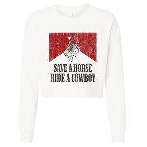 Save A Horse Ride A Cowboy Skeleton Western Country Cropped Pullover Crew