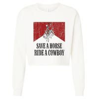 Save A Horse Ride A Cowboy Skeleton Western Country Cropped Pullover Crew