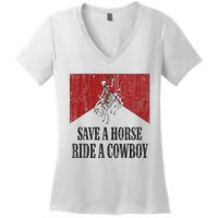 Save A Horse Ride A Cowboy Skeleton Western Country Women's V-Neck T-Shirt