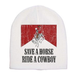 Save A Horse Ride A Cowboy Skeleton Western Country Short Acrylic Beanie