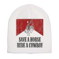 Save A Horse Ride A Cowboy Skeleton Western Country Short Acrylic Beanie