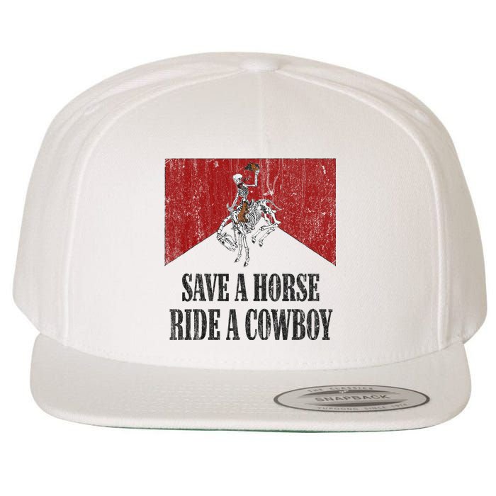 Save A Horse Ride A Cowboy Skeleton Western Country Wool Snapback Cap