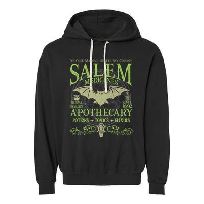 Salem Apothecary Herbalist Witch Wiccan Green Bat Garment-Dyed Fleece Hoodie