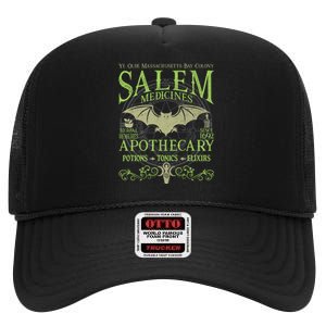 Salem Apothecary Herbalist Witch Wiccan Green Bat High Crown Mesh Back Trucker Hat