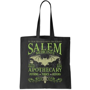 Salem Apothecary Herbalist Witch Wiccan Green Bat Tote Bag