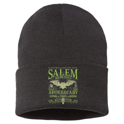 Salem Apothecary Herbalist Witch Wiccan Green Bat Sustainable Knit Beanie