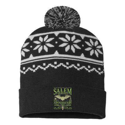 Salem Apothecary Herbalist Witch Wiccan Green Bat USA-Made Snowflake Beanie